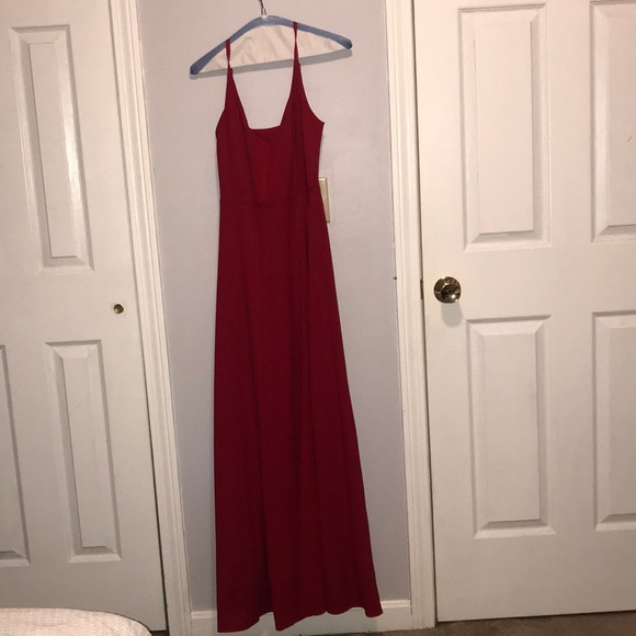 red low back prom dress